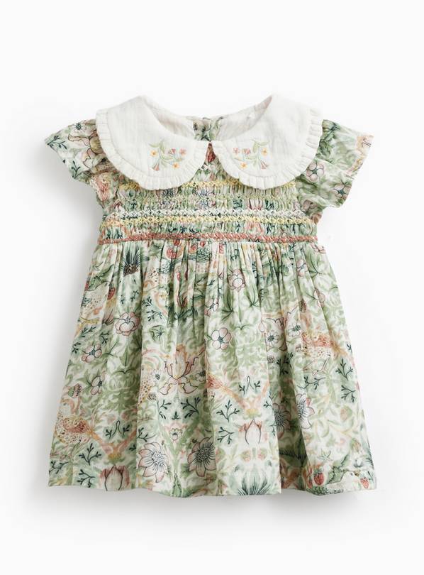 Tu x Morris & Co. Strawberry Thief Floral Frill Collar Dress 3-6 months